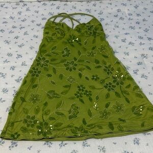 Green Floral Embroidered Dress